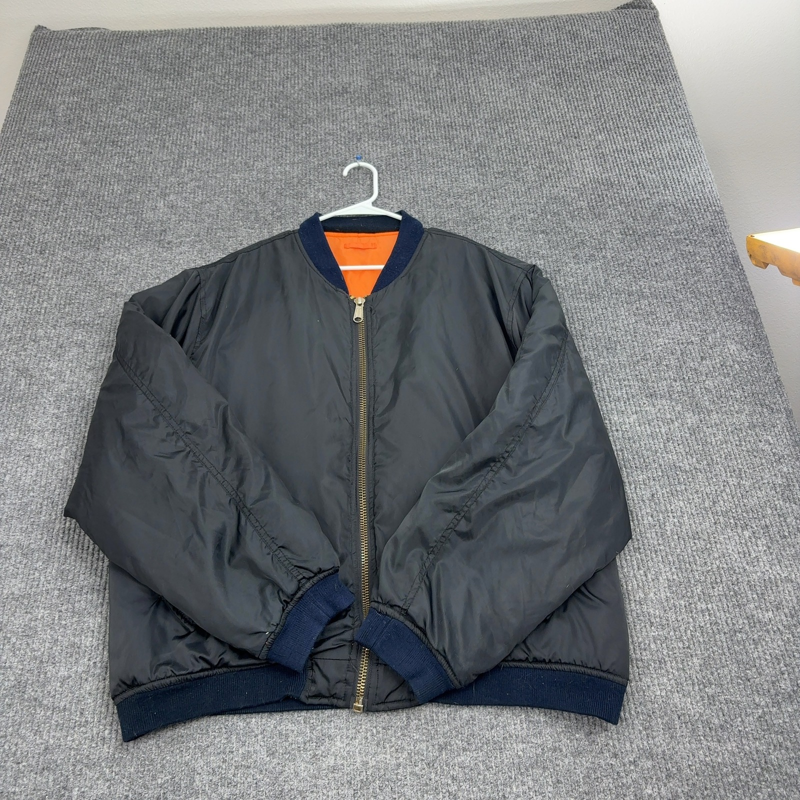 Vintage Camel Bomber Jacket Mens Xl Black Nylon Reversible Patch Ma1 Style